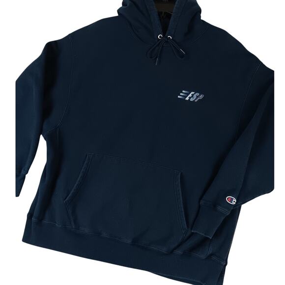 Vintage Champion Premium Reverse Weave ESP Hoodie Mens 2X Deep Navy Blue Sport